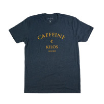 caffine and kilos Arch Logo Tee Navy Gold