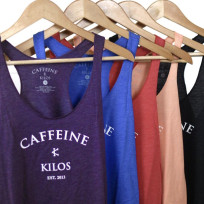 CAFFEINE & KILOS ARCH LOGO WOMENS RACERBACK PLUM