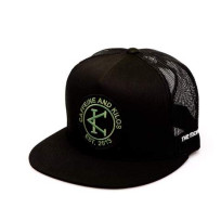 CAFFEINE & KILOS Black snapback beach bum trucker cap