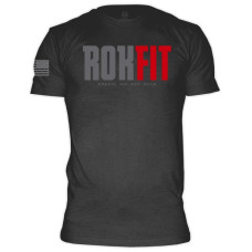 RokFit Logo Heather Grey with American Flag T-Shirt